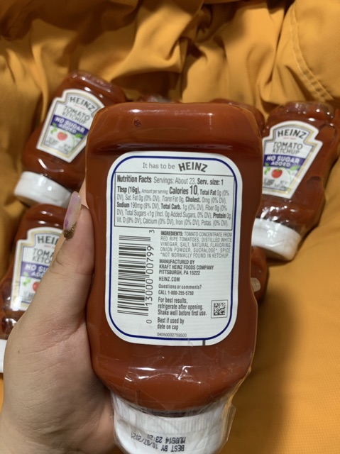 Tương cà không đường úp ngược Tomato Heinz ( eat clean , keto ,gymer )