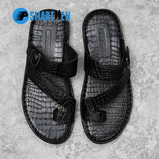 Dép Da bò thật SMARTMEN DSM-06 Đen