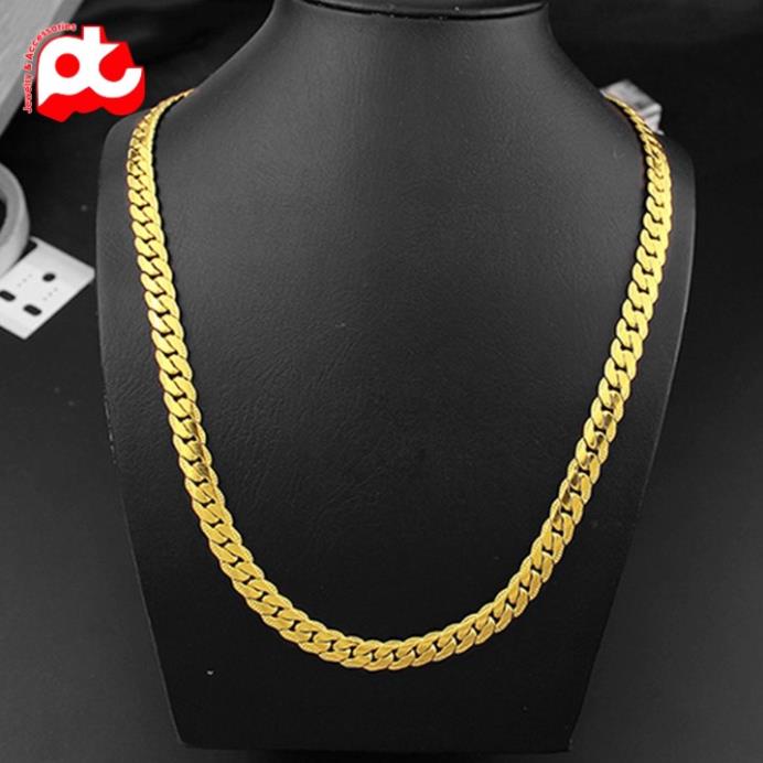 Dây chuyền thép không gỉ nam cao cấp đẹp kiểu lặc khít chạm 2 bên PT JEWELRY kích cỡ 9mm màu mạ vàng PTDCNA59