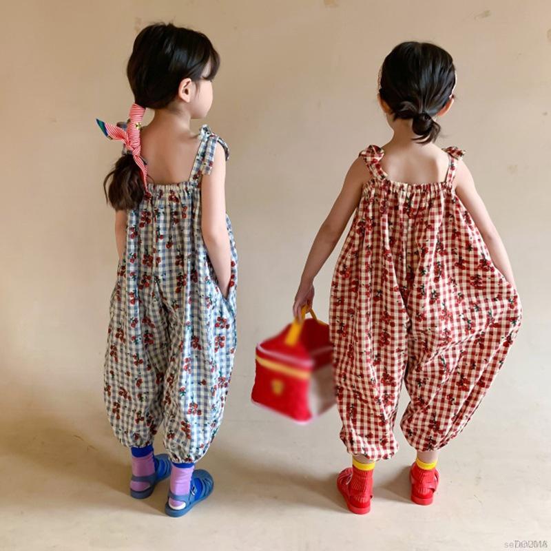Áo liền quần vải cotton in hoa thời trang Hàn Quốc cho trẻ em