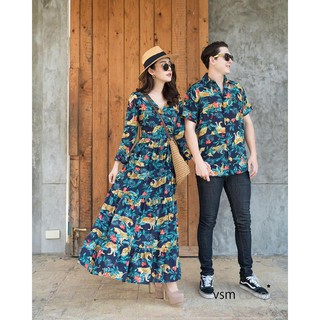 Áo đôi đi biển 🎀FREESHIP🎀 váy đầm maxi sơ mi đôi nam nữ chụp ảnh đi biển