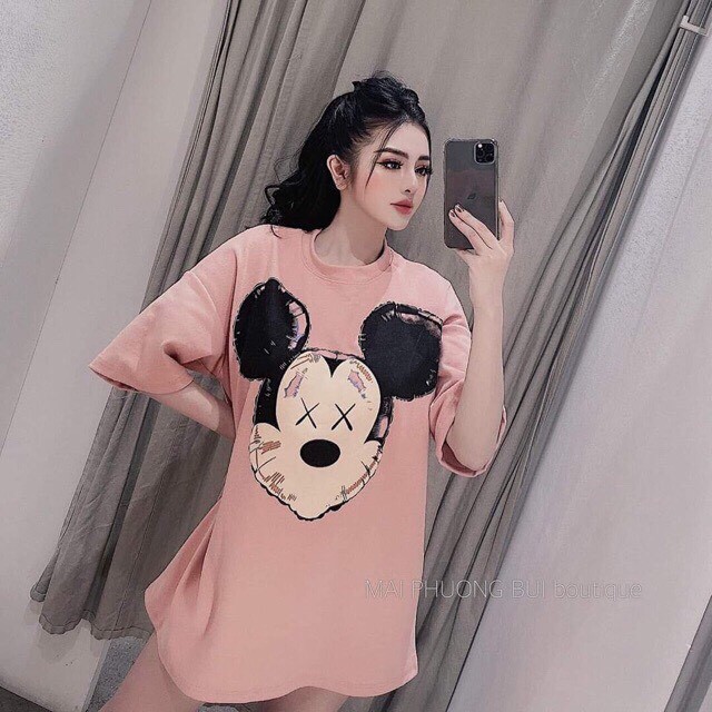 Áo Thun Tay Lỡ Unisex Freesize Hình Chuột Cute - 723