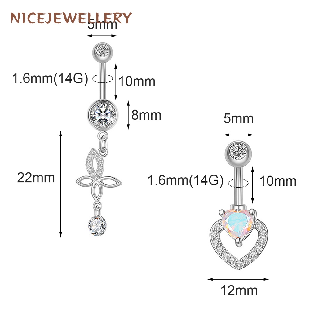 1 Khuyên RốN HìNh BướM ĐíNh Đá BằNg ThéP Không Gỉ 316L 14G