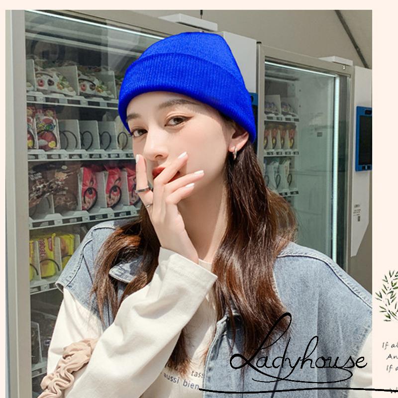 Mũ beanie dệt kim mềm co giãn giữ ấm mùa đông cho nữ