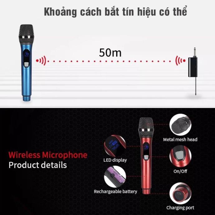 Bộ 02 Micro Không dây Chính hãng ONTEKCO MU02/ MU03 pin sạc cao cấp - Chuyên dụng hát Karaoke Loa kéo, Amply