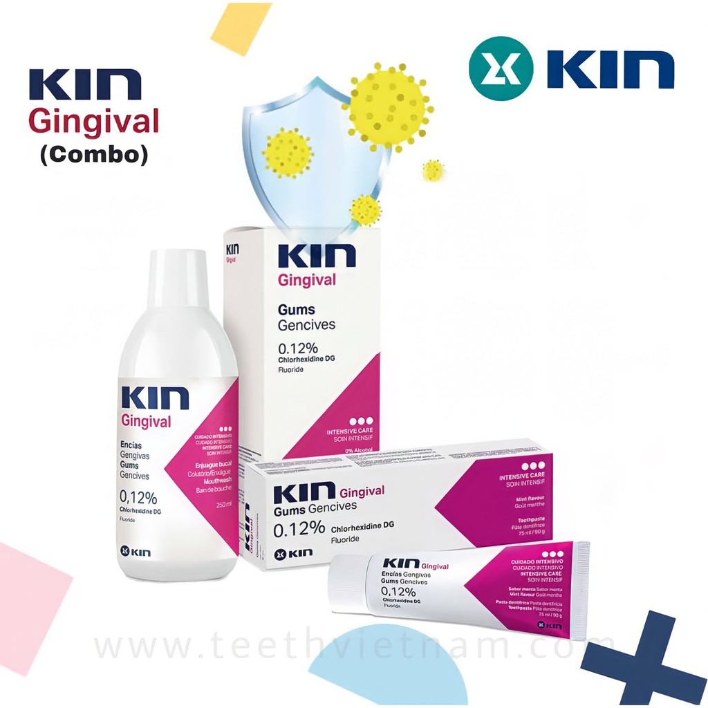 COMBO NƯỚC SÚC MIỆNG - KEM ĐÁNH RĂNG KIN GINGIVAL NGỪA VIÊM NƯỚU