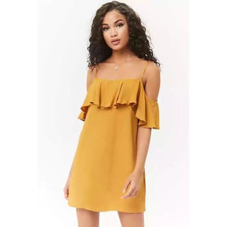 Đầm Voan Cát Dầy Dặn 2 Lớp F21 Hai Dây Vai Xệ Cánh Tiên Bèo - Size S - 2077