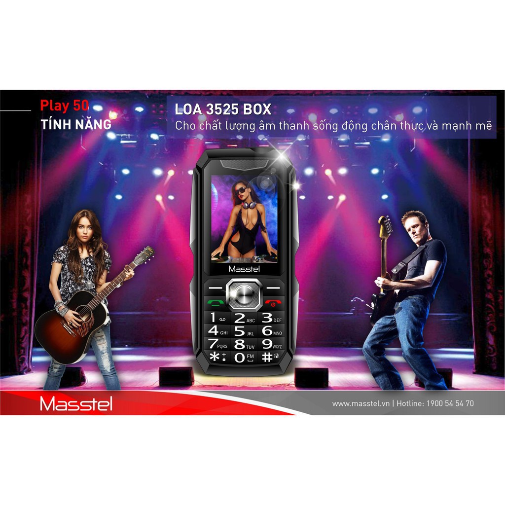 Điện Thoại Masstel Play 50 Loa khủng - Pin trâu  3000mah sản phẩm mới - bảo hành 12 thangdf.