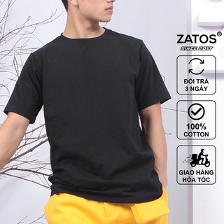 Áo Thun, Áo Phông Nam Trơn Tay Lỡ Form Rộng Dáng Unisex Cổ Tròn Hàng Xuất Khẩu Cao Cấp, Vải Cotton Thoáng Mát - Zatos01