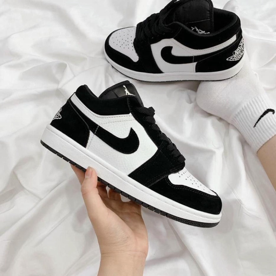 Giày Thể Thao Nam Nữ Cổ Thấp Giày Nike Jordan 1 JD 1 Panda Đen Trắng Full Box Bill