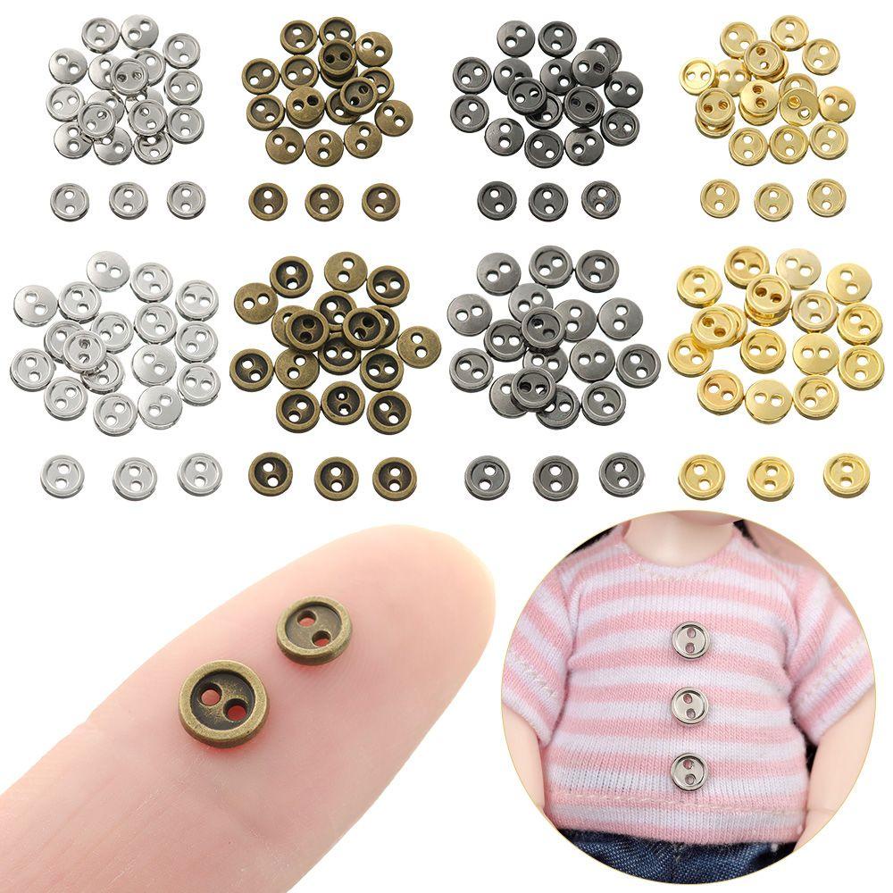 Set 20 Nút Kim Loại Mini Hai Lỗ Màu Cầu Vồng Cho Búp Bê