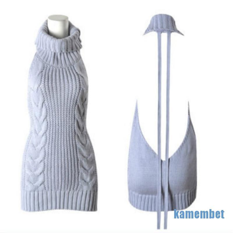 (Hotxcode) Áo Len Nữ Không Tay Hở Lưng Phong Cách Anime | BigBuy360 - bigbuy360.vn