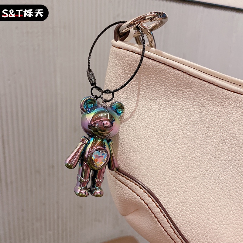 Móc Khóa Hình Gấu Đính Đá Nhiều Màu Sắc Dễ Thương