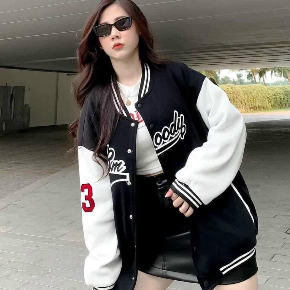 Áo bomber jacket thêu BMOODY phiên bản hoàn hảo áo varsity chống nắng cao cấp nam nữ AQ STORE