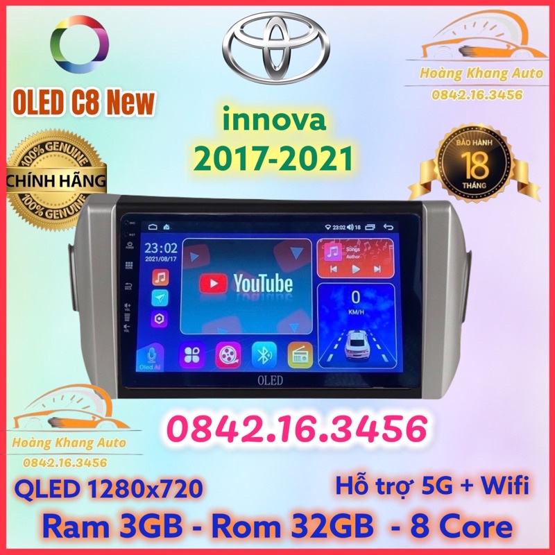 Màn hình android OLED C8 New theo xe innova 2017 - 2020  kèm dưỡng và jack nguồn zin theo xe