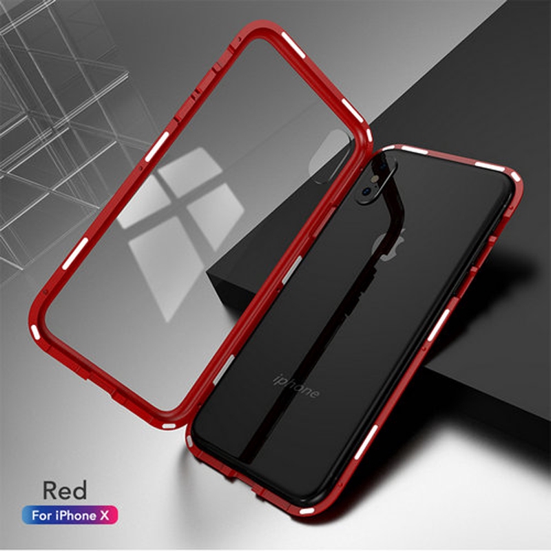 Ốp điện thoại có mặt kính cường lực kiểu nam châm hiện đại cho iPhone XR XS MAX 6 7 8 Plus