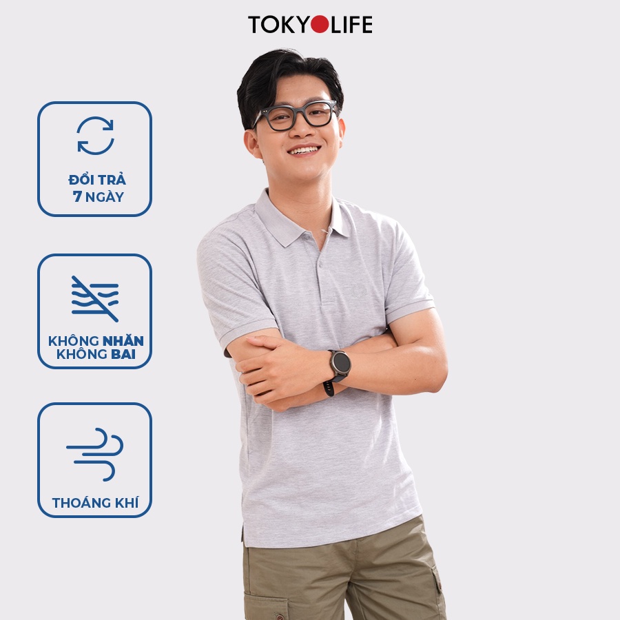 Áo Polo Nam Cotton Cao Cấp, Basic Sang Trọng Lịch Lãm TOKYOLIFE dáng ôm I7POL800I