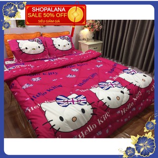 Free ship Chăn phao trần bông dày 1m8x2m hình kitty cờ anh