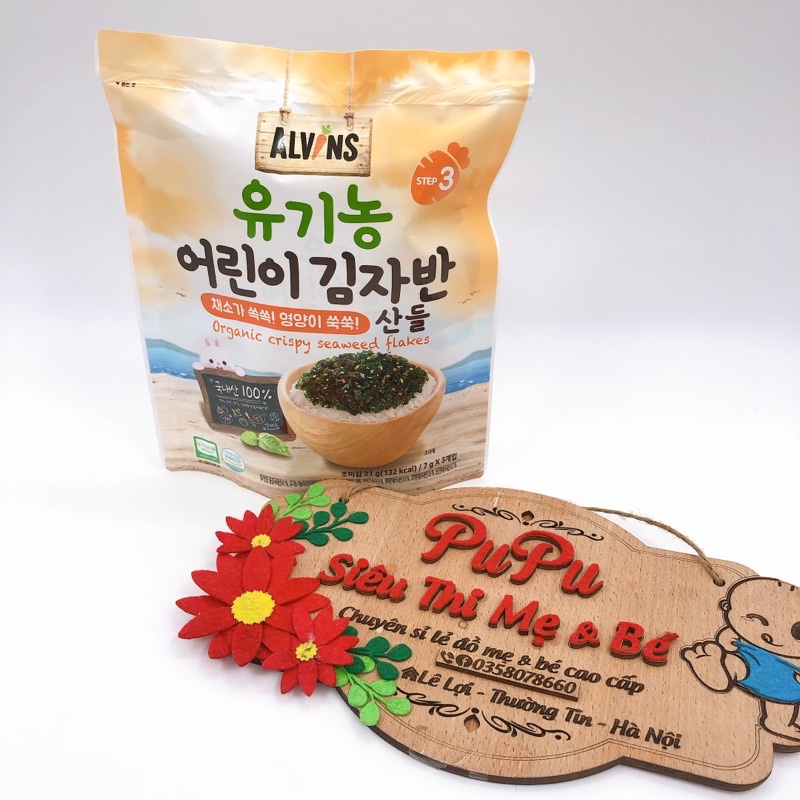 Rong Biển Rắc Cơm Hữu Cơ Alvins Hàn Quốc Cho Bé