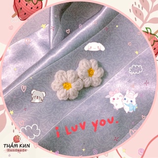 Kẹp tóc 2 bông hoa handmade, kẹp tóc đan len