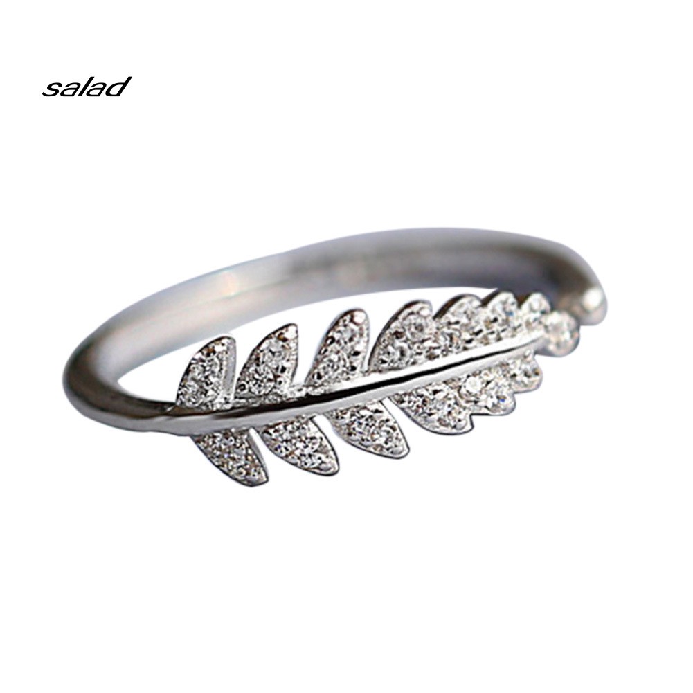 【SD】Fashion Promise Olive Leaf Band Adjustable Open Index Finger Ring Jewelry