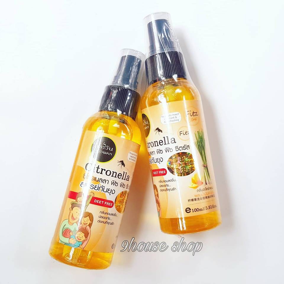 Xịt chống muỗi Citronella Phutawan Thái Lan 100ml - An toàn cho bé &amp; phụ nữ có thai