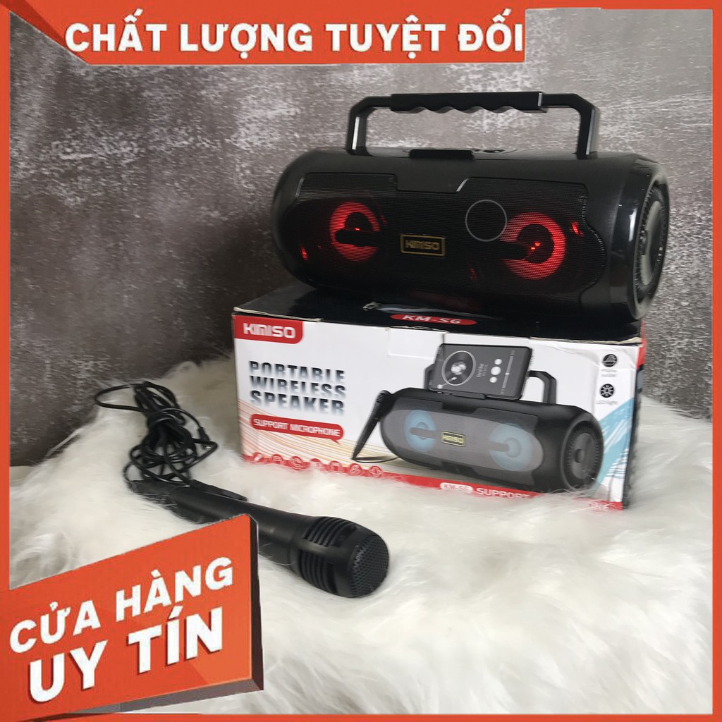 Loa Bluetooth Karaoke Kimiso Km-S6 Có Tặng Kèm Míc Có Dây Tiếng Bass Siêu Trầm