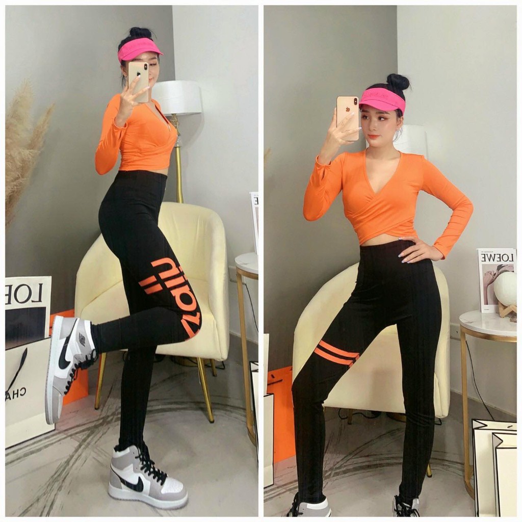 SET DÀI CROPTOP DÀI TAY VẠT CHÉO CÁ TÍNH TẬP GYM YOGA ĐỒNG PHỤC NỮ