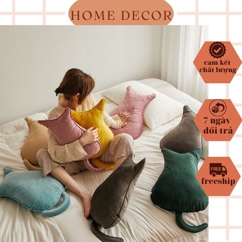 Gối ôm hình mèo, tựa lưng ghế văn phòng, tựa trang trí sofa nhiều màu, hàng cao cấp
