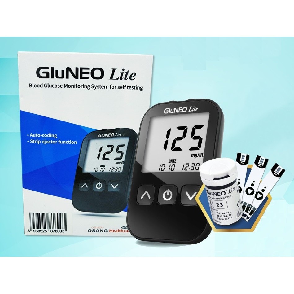 ✅ [TRỌN BỘ] Máy Đo Đường Huyết- GluNeo Lite (KÈM 25 QUE, KIM, CỒN), (Hàn Quốc) -VT0790 | Y Tế Vạn Thành