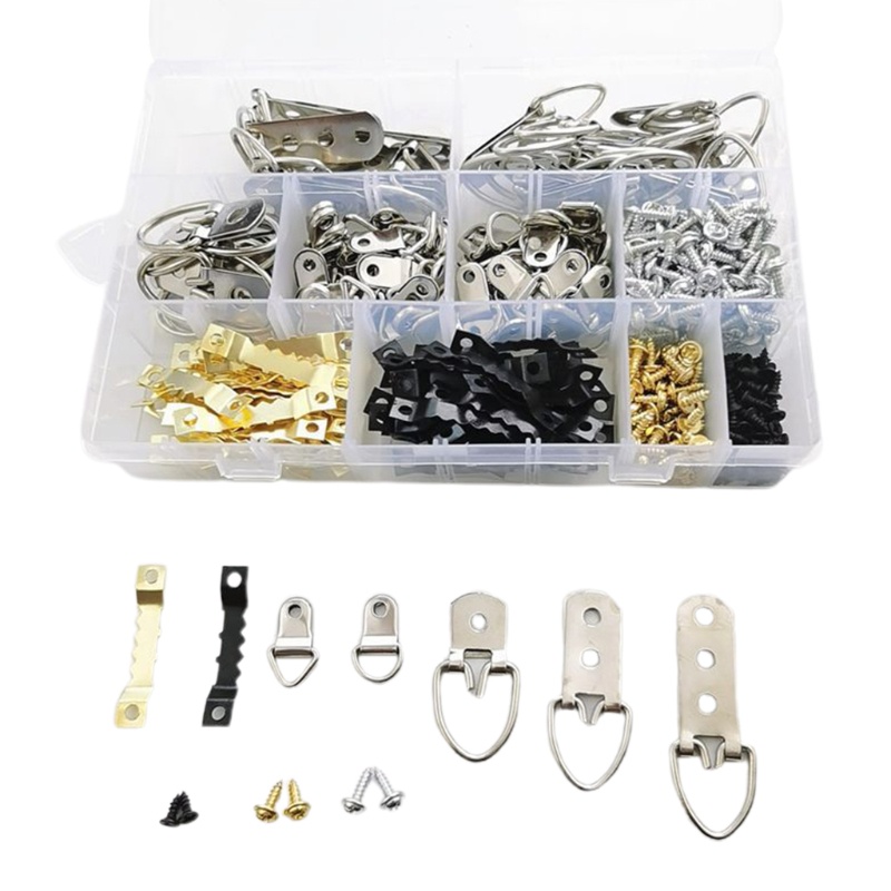 Set 415 Móc Treo Ảnh Kèm Ốc Vít Hình Chữ D Chịu Lực Tốt