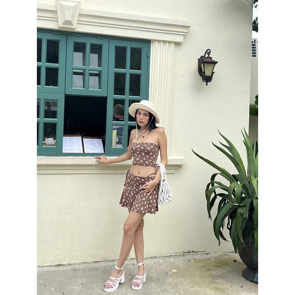 Beachclub-Set áo váy thun hoa