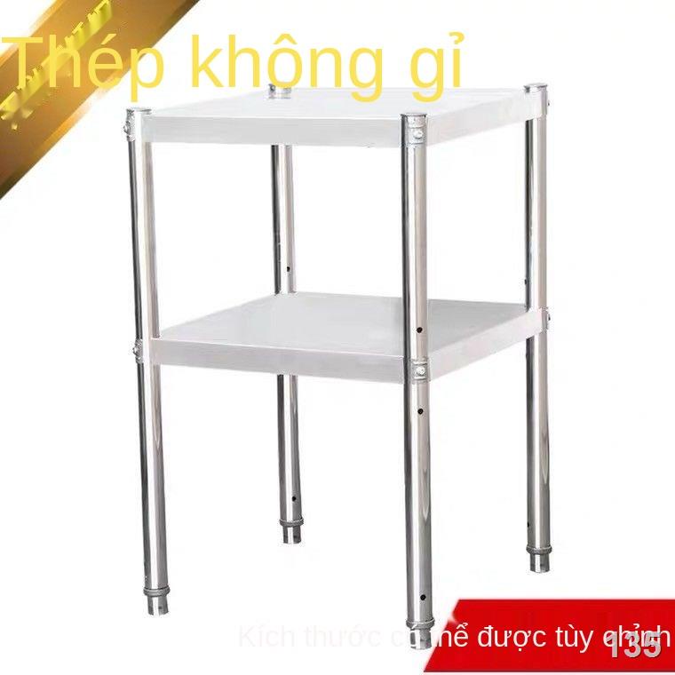 BGiá đỡ hình vuông mới bằng thép không gỉ nhà bếp hai tầng giá để lò vi sóng nhiều tầng giá để bát đĩa giá để lò nướng