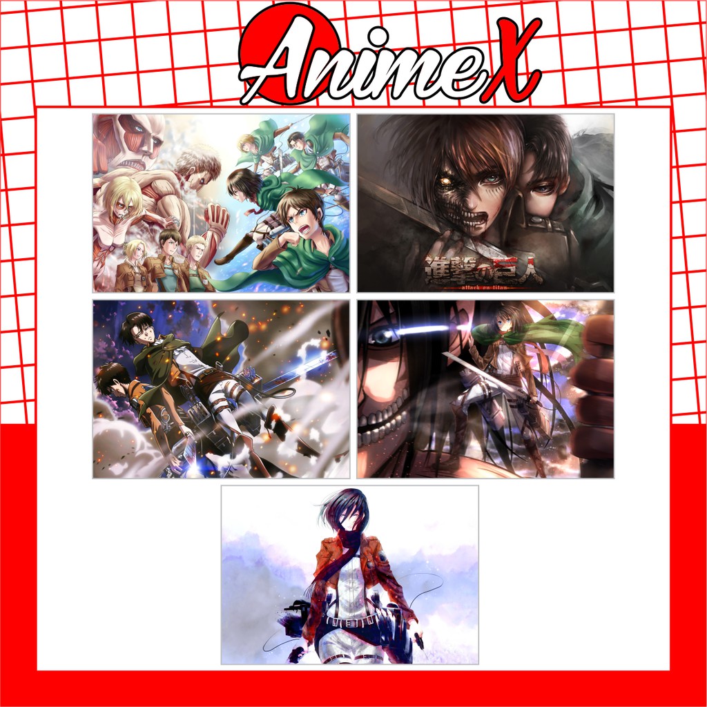 Set 5 Tấm Poster A3 Anime Attack On Titan - Đại Chiến Người Khổng Lồ - Shingeki no Kyojin - Áp Phích Dán Tường By AnimeX