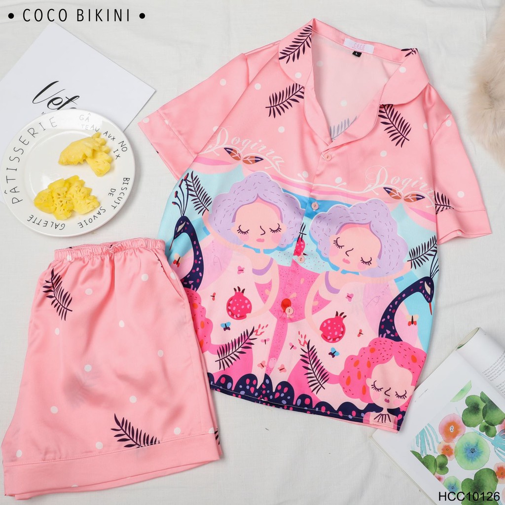 𝑪𝑶𝑪𝑶 𝑩𝑰𝑲𝑰𝑵𝑰 Bộ Đồ Ngủ - Đồ Mặc Nhà Satin ( HCC10126 ) | BigBuy360 - bigbuy360.vn