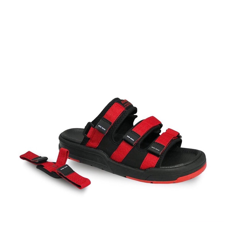 Giày xăng đan, dép quai hậu nam 3 quai ngang Rova cao cấp màu đen đỏ RV333+1 size 39 40 41 42 43
