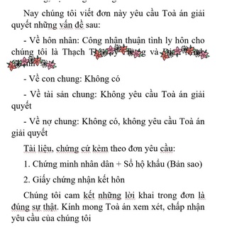 Hồ sơ thuận tình ly hôn (5 bộ)