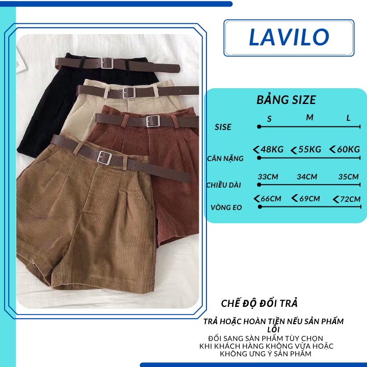 Quần short nữ nhung tăm cao cấp mùa hè - Quần đùi nữ mặc nhà LAVILO QD01