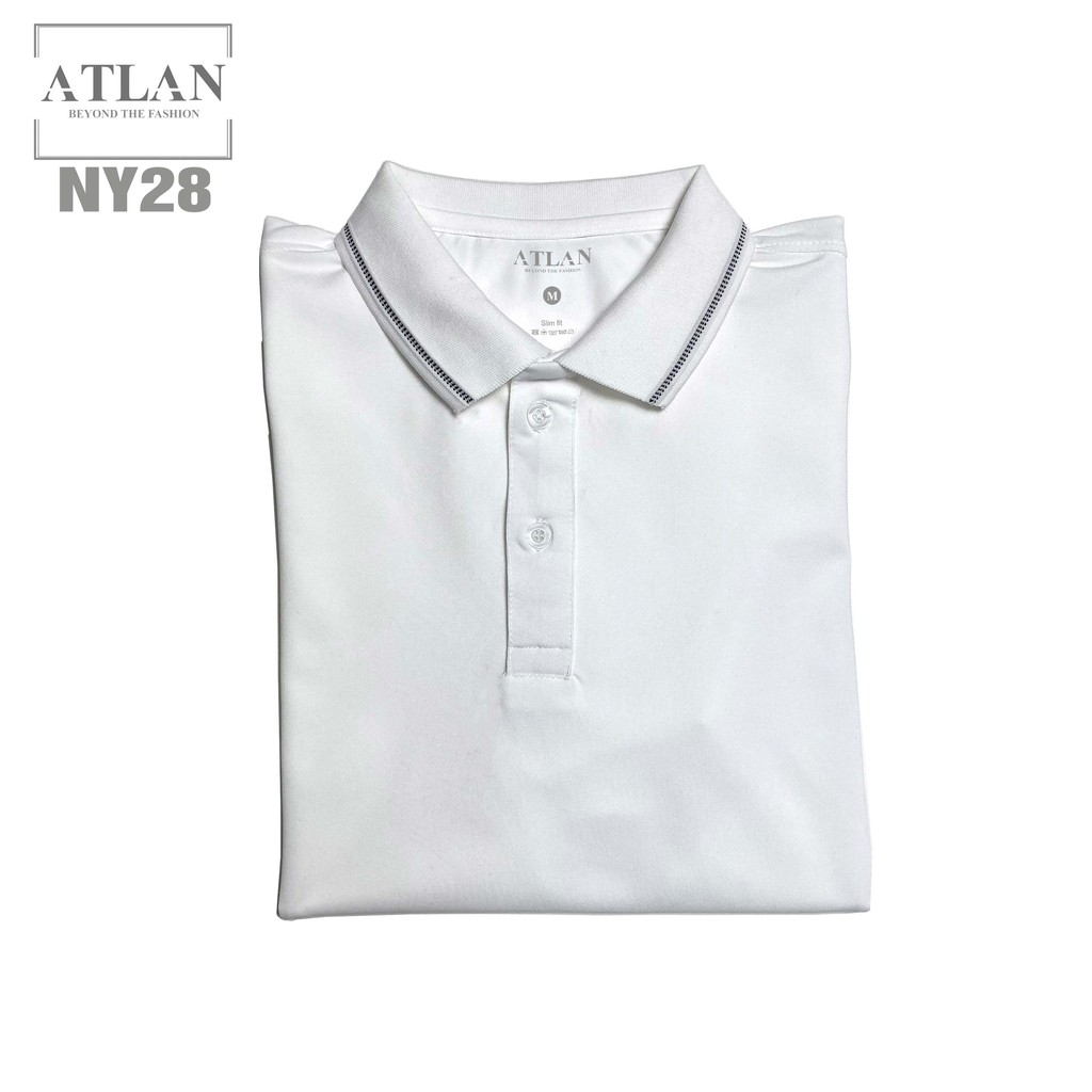 Áo Ngắn Tay Nam 💖 𝘍𝘳𝘦𝘦𝘴𝘩𝘪𝘱 💖 Áo Polo Trắng Phối Bo Dệt Chéo Đen - NY28 | BigBuy360 - bigbuy360.vn