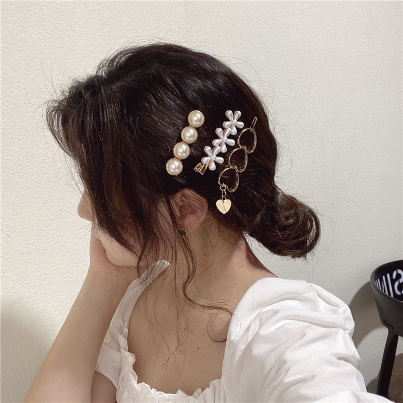(Hàng Mới Về) Set 8 Kẹp Tóc Hình Sao Biển / Trái Tim / Sao Biển Đính Ngọc Trai Phong Cách Hàn Quốc