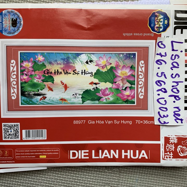 Tranh thêu chữ thập gia hòa vạn sự hưng 88987 chưa thêu 70x36cm