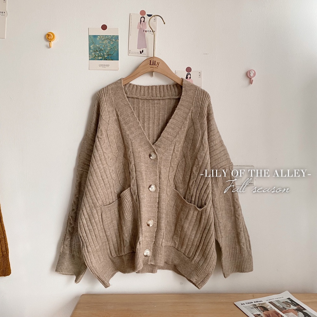 Áo cardigan len thừng 2 túi