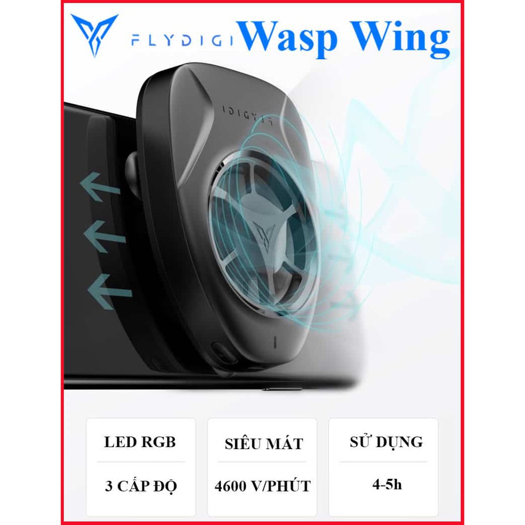 Flydigi Wasp Wing | Quạt tản nhiệt gaming cho điện thoại và máy tính bảng siêu mát, LED RGB siêu ngầu