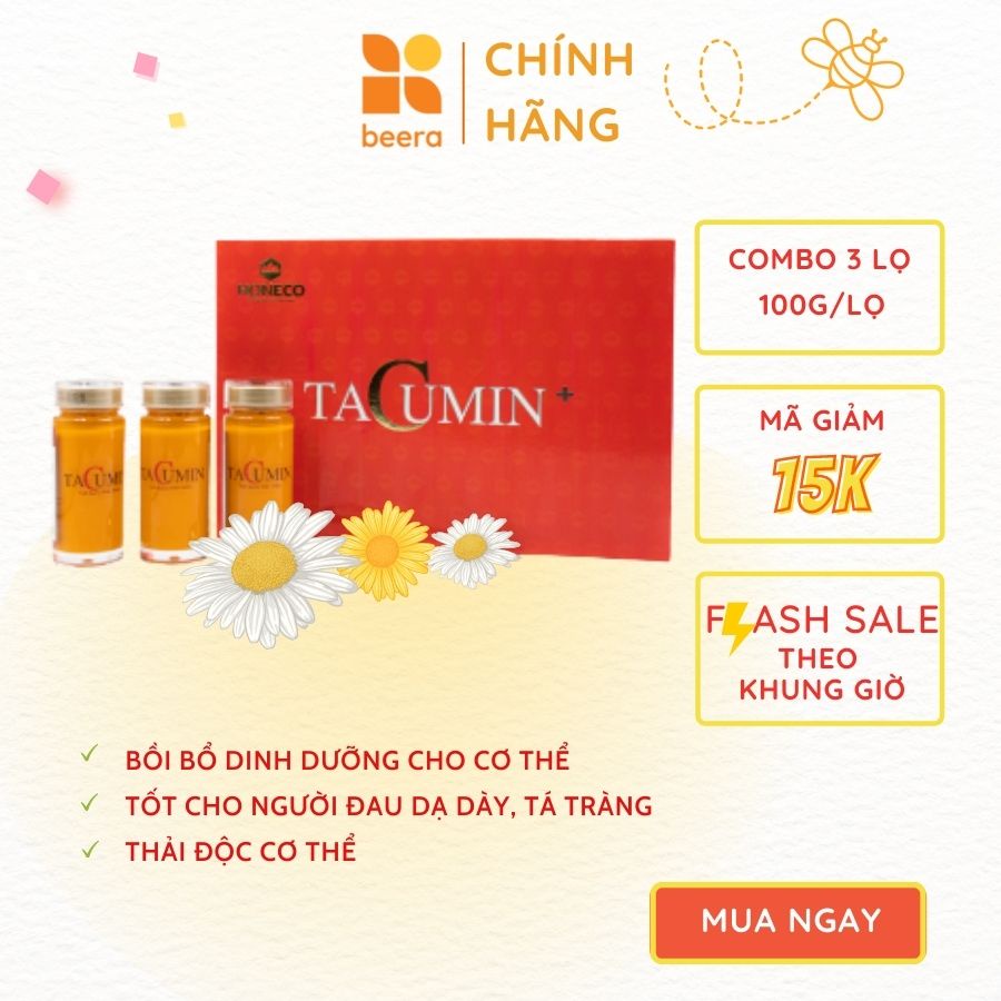 Hộp quà Mật ong Tacumin Honeco Beera giảm đau dạ dày, tá tràng, trào ngược dạ dày ( 3lọx100g)