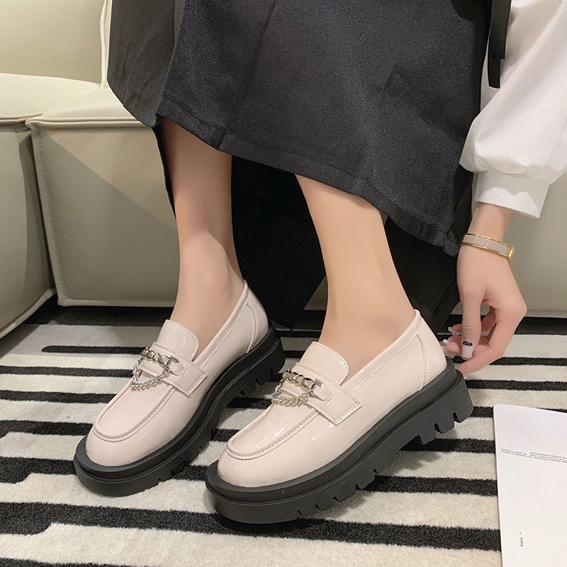 Giày Lười Da Đế Dày Phong Cách Anh Quốc Cho Nữ Size 35-43 41 42