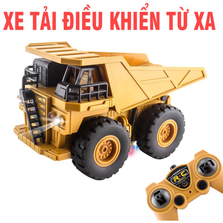 Xe tải dump truck 1:24 điều khiển từ xa sử dụng pin sạc 3.7v 14500 500mah sóng 2.4G