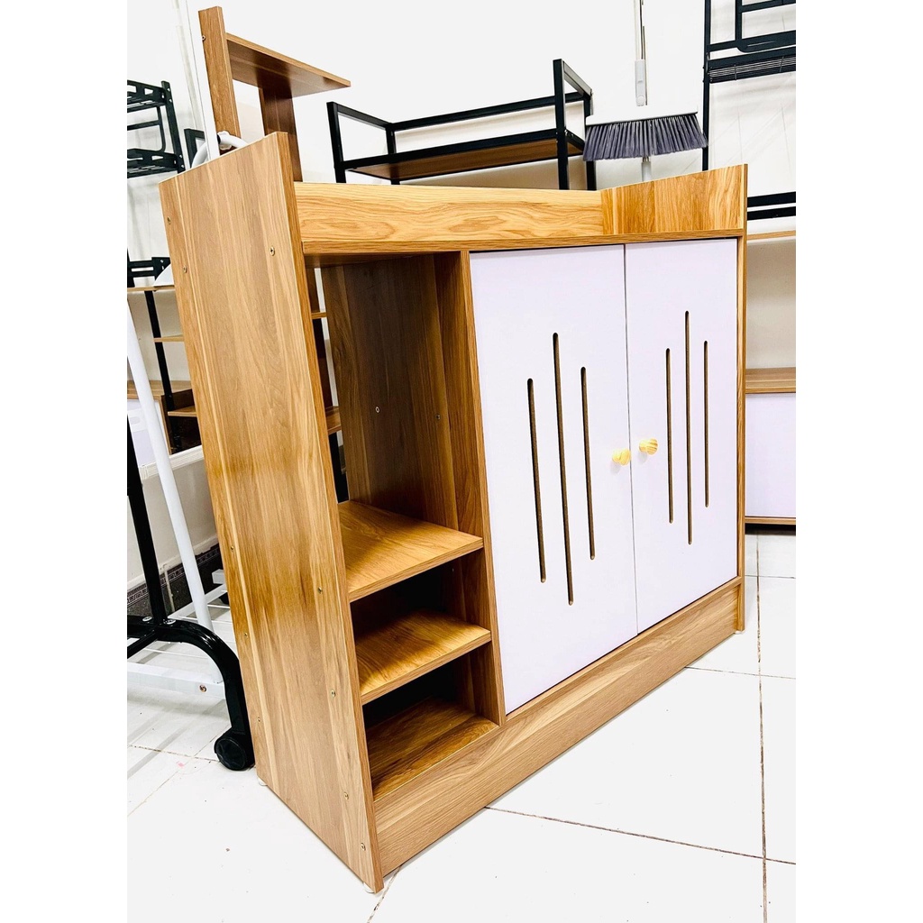 Kệ Để Giày 80cm - Tủ Để Giày Gỗ Thông Minh Lắp Ghép 3 Ngăn, Cửa Cắt CNC Cao Cấp Sang Trọng