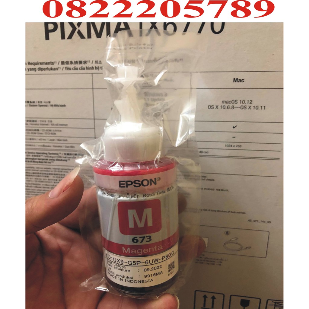 Mực in màu Đỏ  cho máy in Epson L805,L1800,L850,L800 mã 673