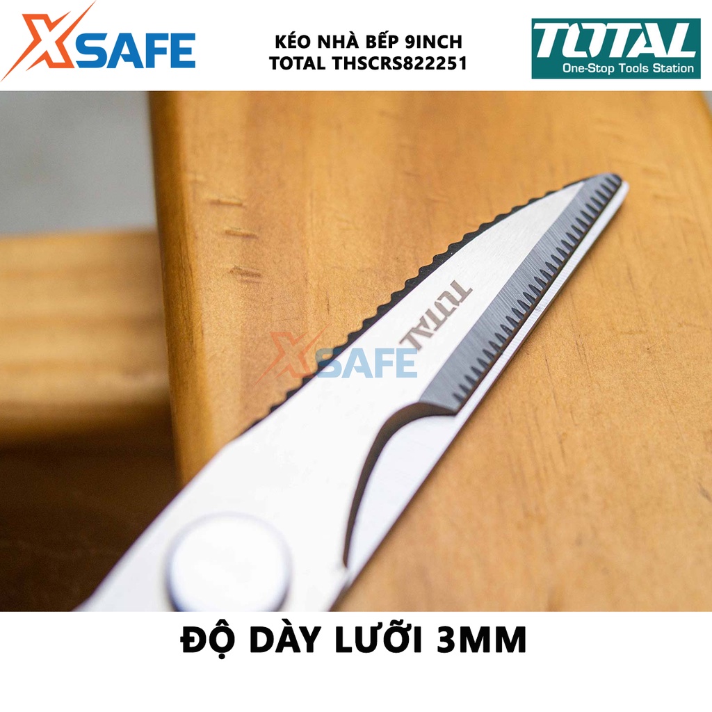 Kéo nhà bếp total THSCRS822251 225mm Dụng cụ cắt tỉa thép không gỉ, độ dày lưỡi 3.0mm, dùng cắt, khui, bẻ đai ốc, mở nắp