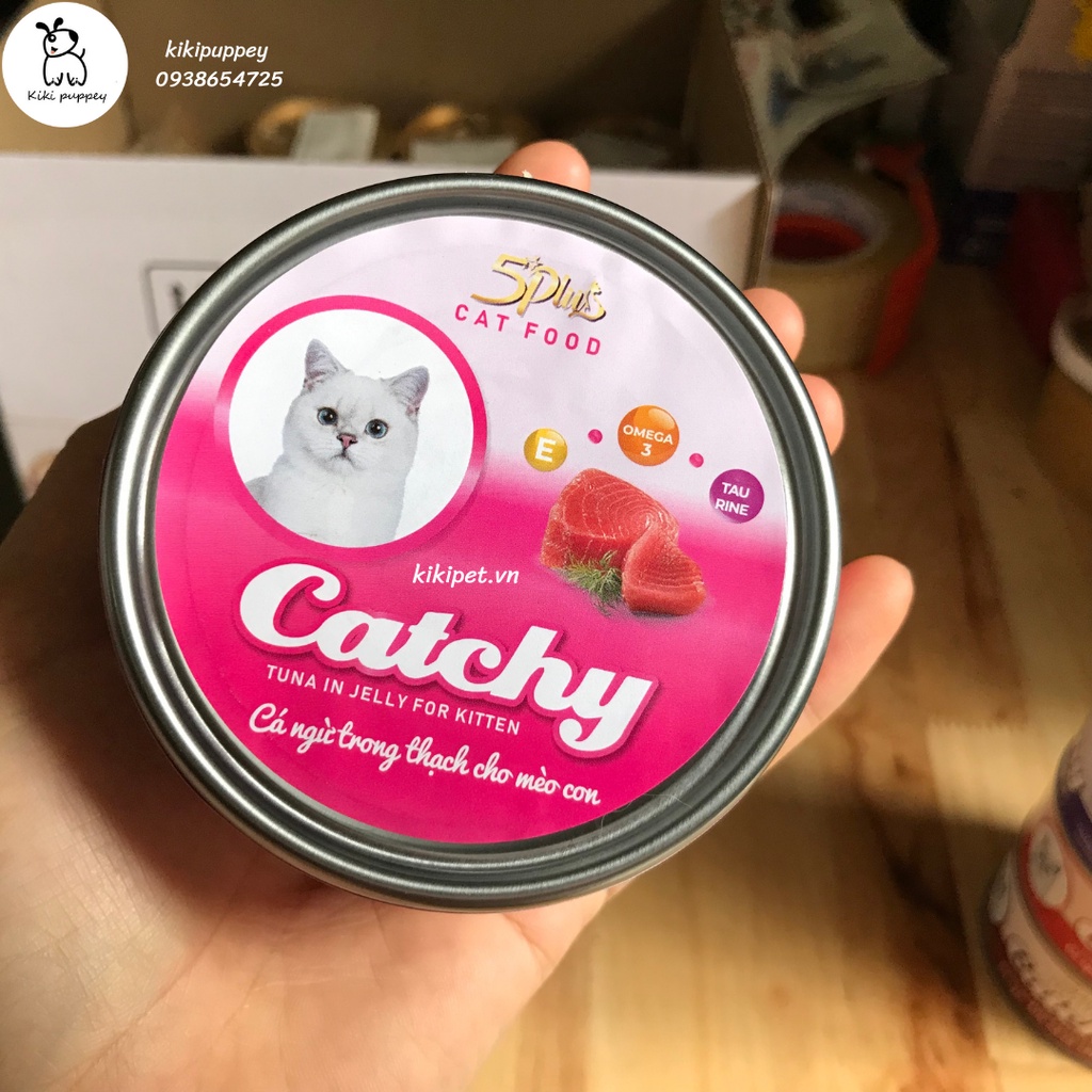 Pate mèo cá ngừ, gà trong thạch Catchy 170g, lon lớn